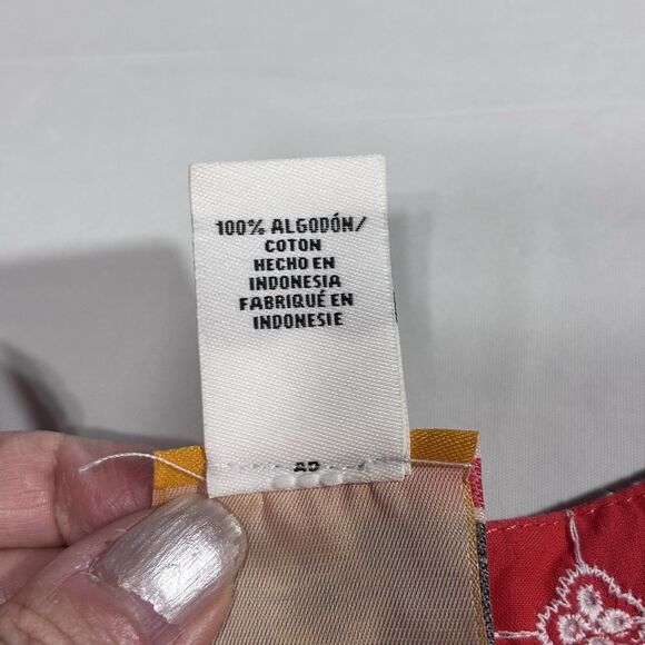 Ruby Rd. Red & White Flower Embroidery Detail Single Stitch size M Cotton Vintag - Picture 13 of 14